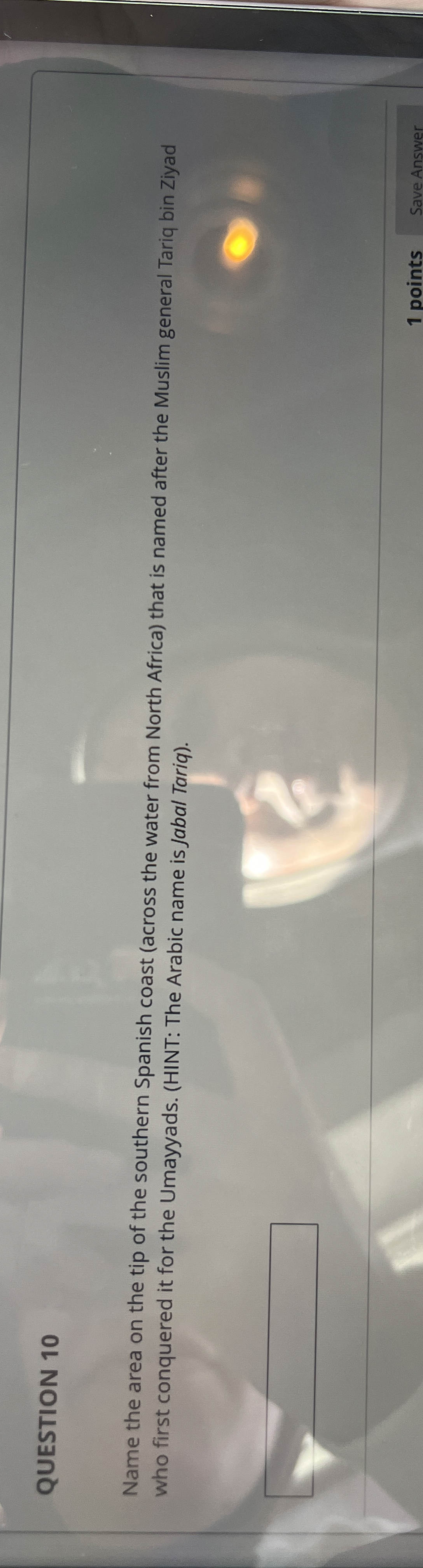 QUESTION 1 0 Name the area on the tip of the