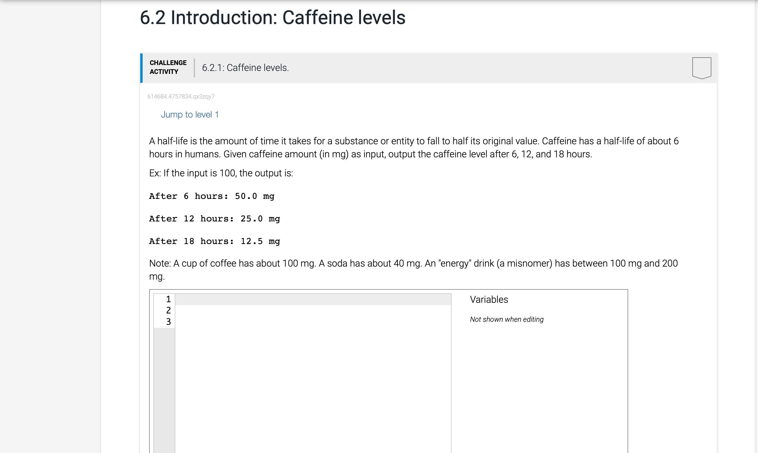 I need help answering this in coral code. A half