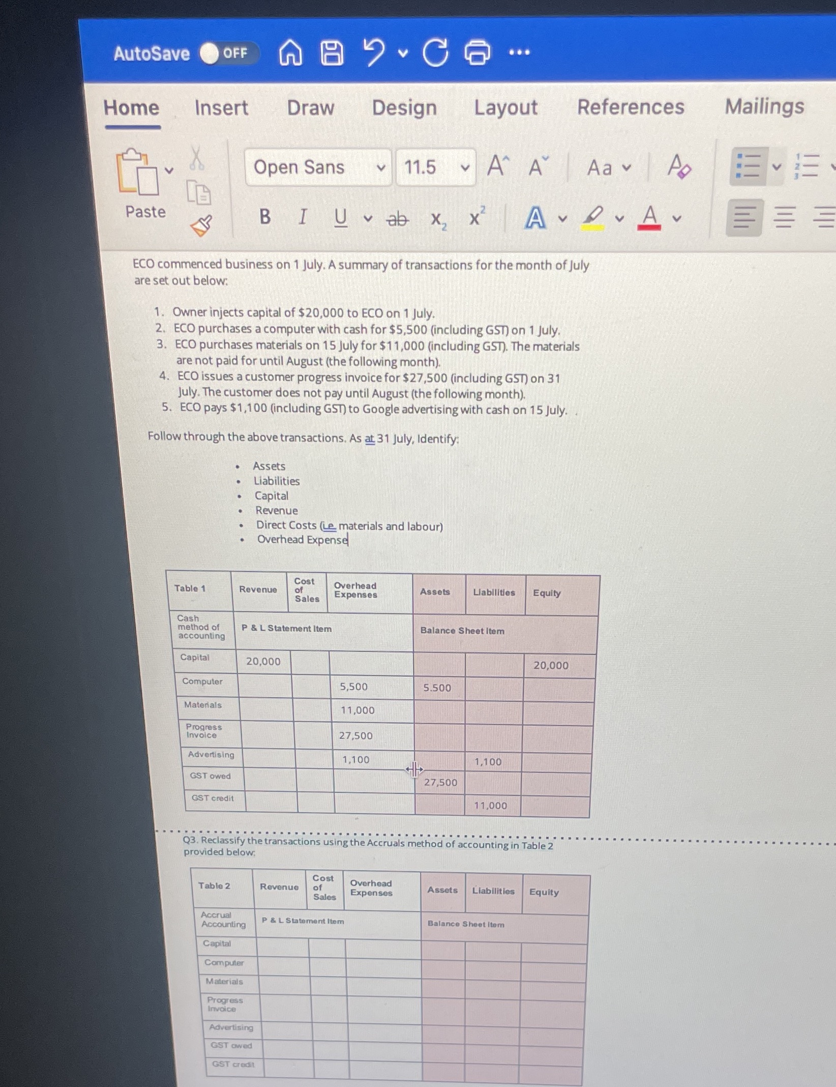 Answer the assessment question 3 Answer the