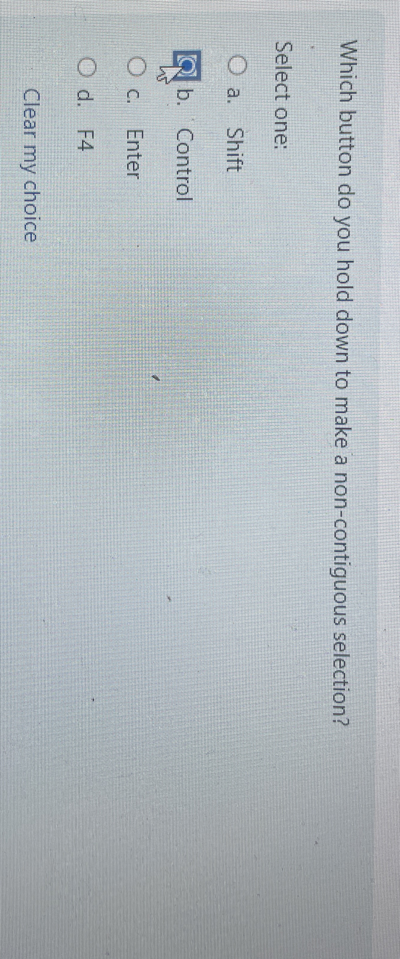 Which button do you hold down to make a non -