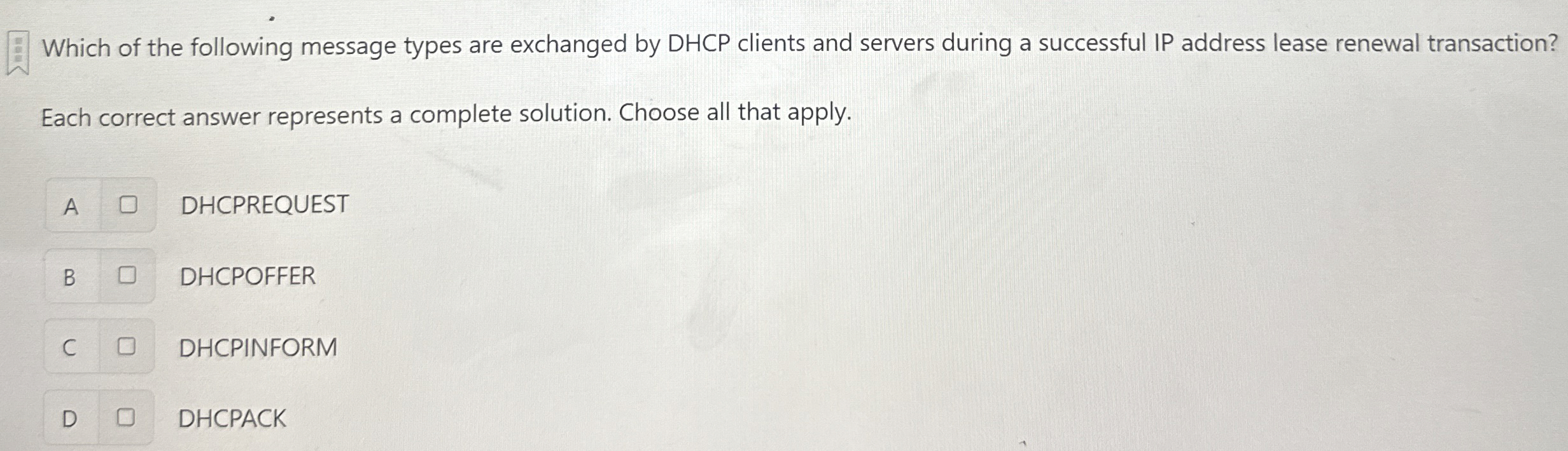 Which of the following message types are