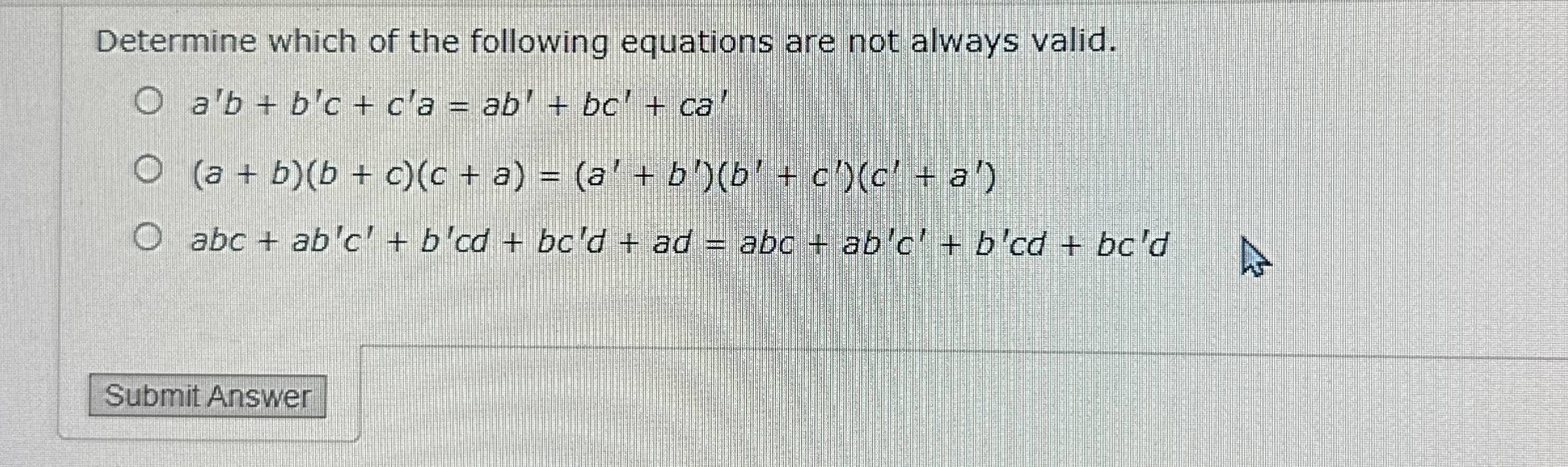 Determine which of the following equations are