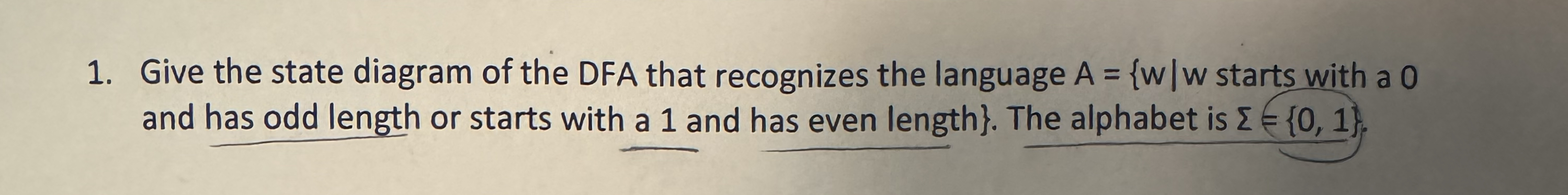 Give the state diagram of the DFA that recognizes