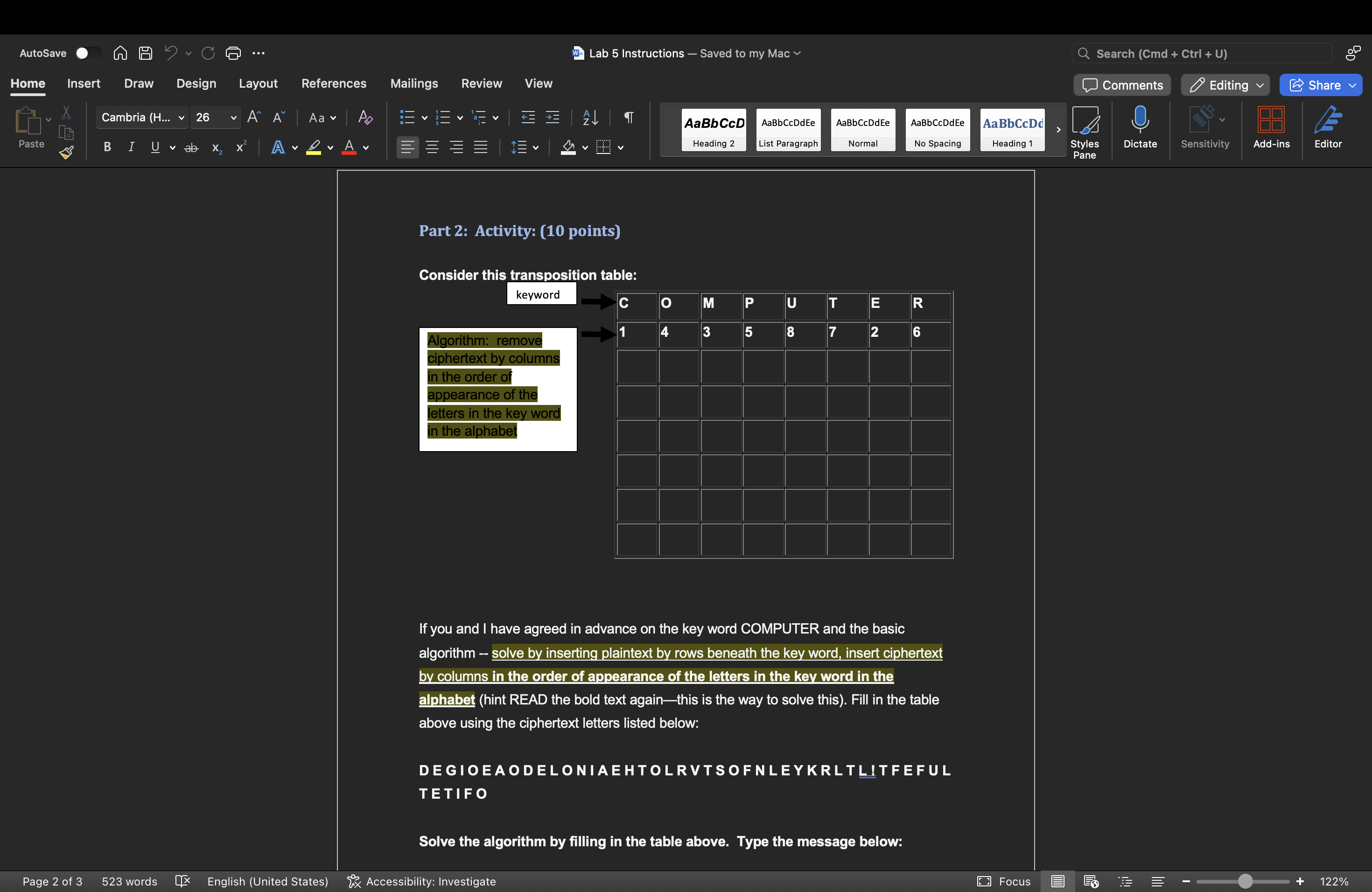 Part 2 : Activity: ( 1 0 points ) Consider this
