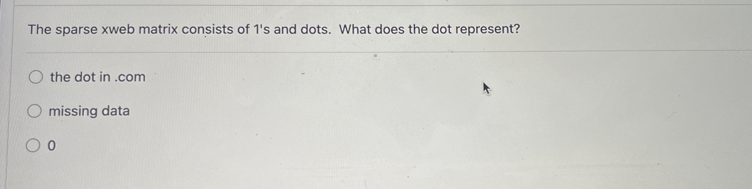 The sparse xweb matrix consists of 1 ' s and