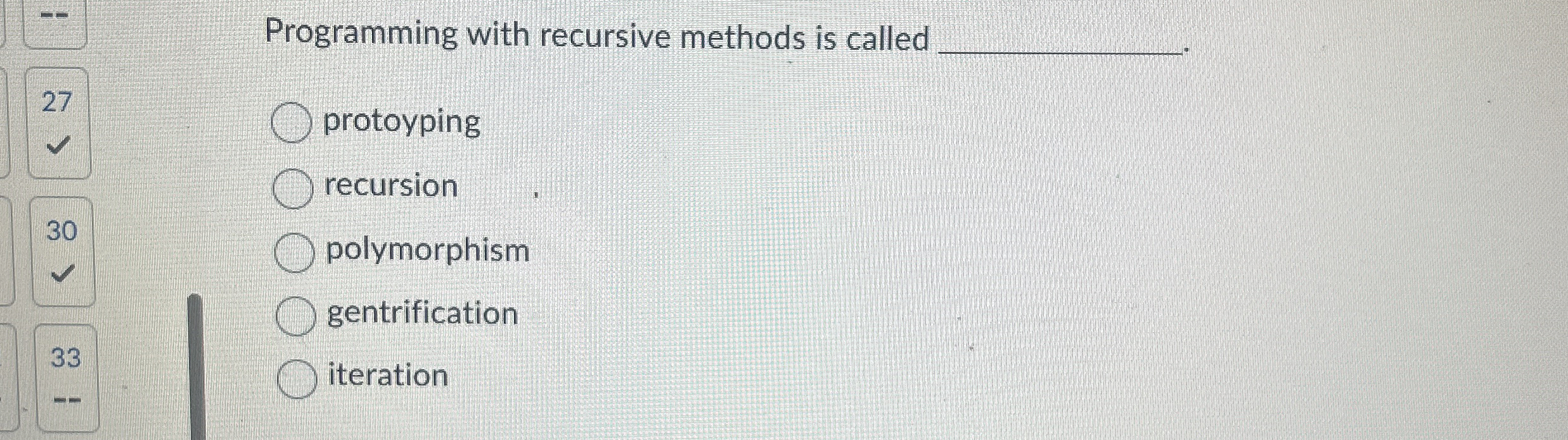 Programming with recursive methods is called