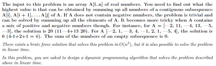 I have the following Dynamic programming Question