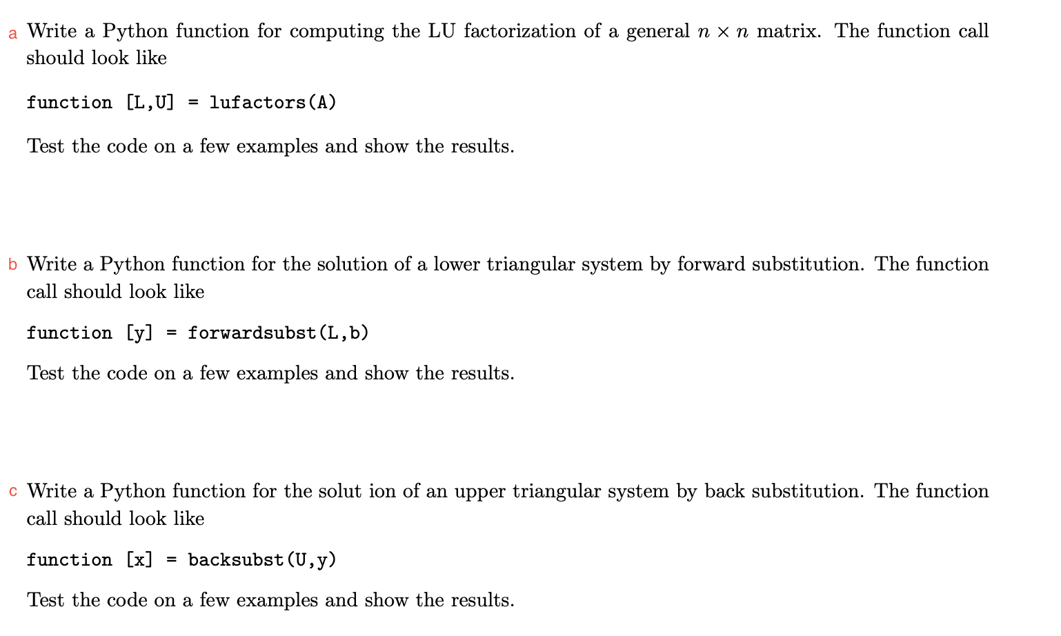 a Write a Python function for computing the LU