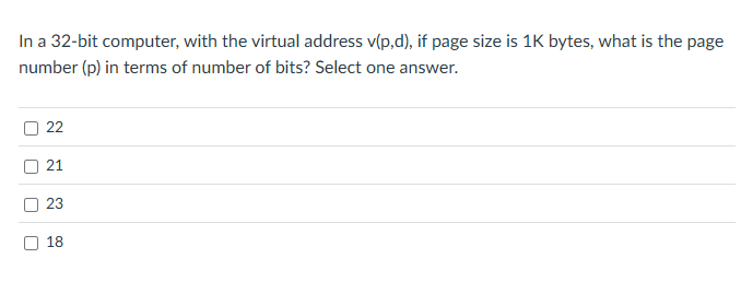 In a 3 2 - bit computer, with the virtual address
