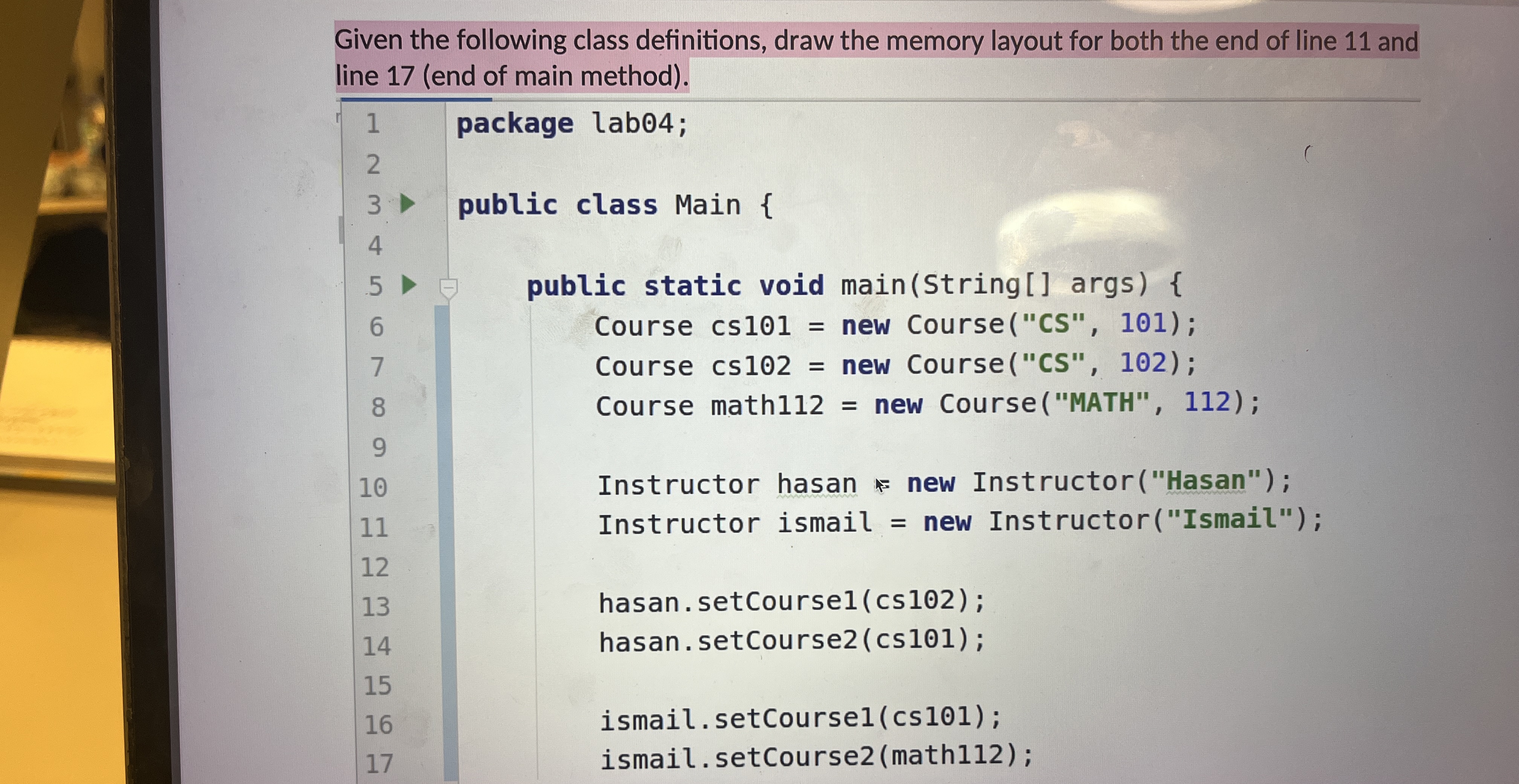 . . Given the following class definitions, draw