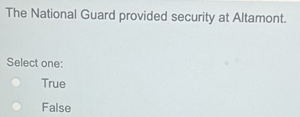 The National Guard provided security at Altamont.