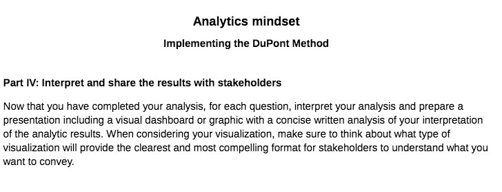 Analytics mindset Implementing the DuPont Method
