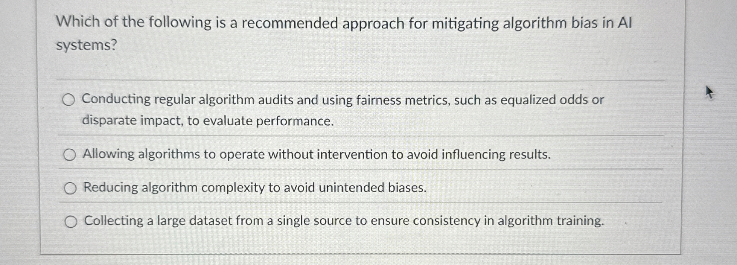 Which of the following is a recommended approach