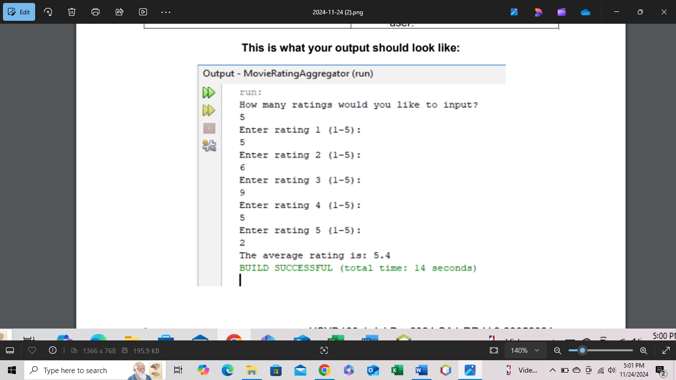 This is what your output should look like: ` ` `