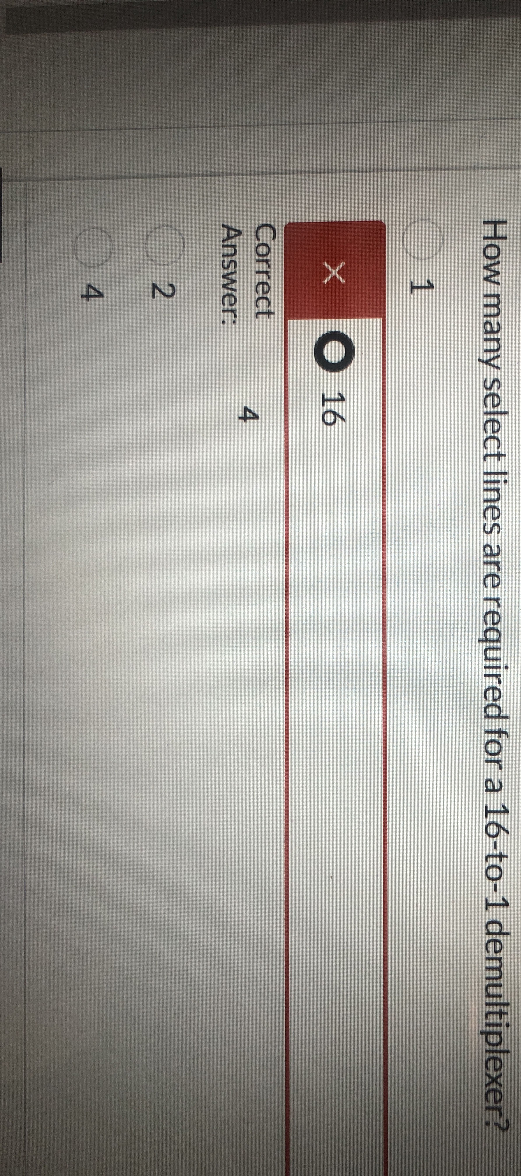 How many select lines are required for a 1 6 - to