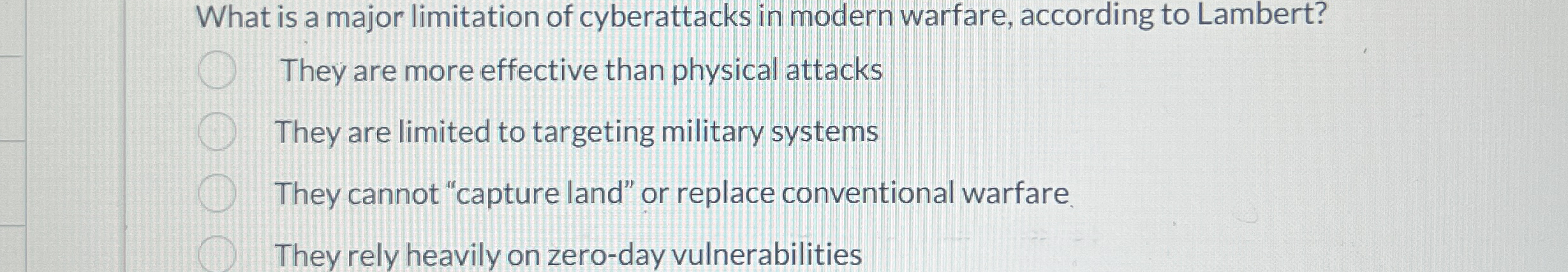 What is a major limitation of cyberattacks in