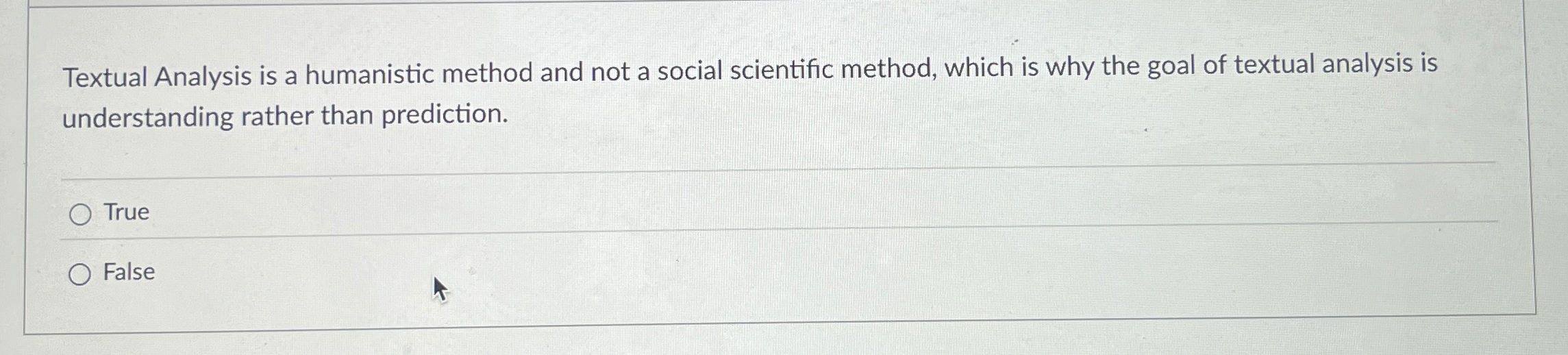 Textual Analysis is a humanistic method and not a