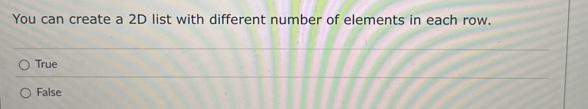 You can create a 2 D list with different number