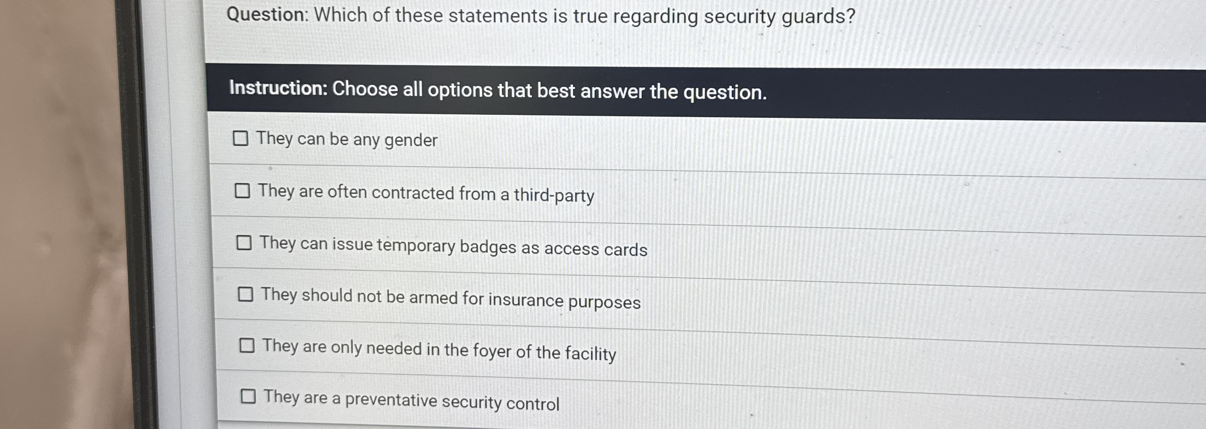 Question: Which of these statements is true