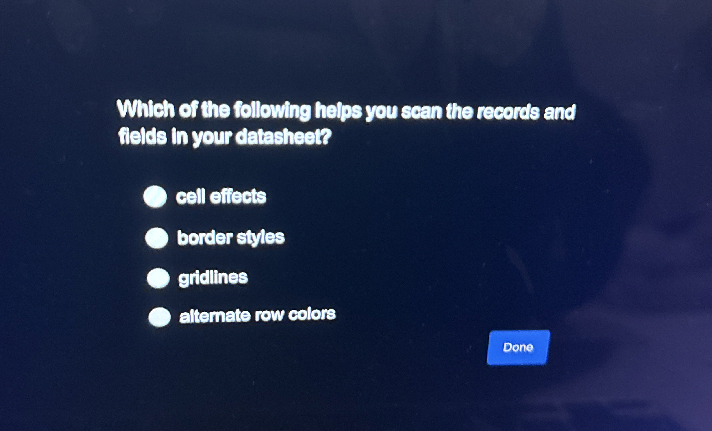 Which of the following helps you scan the records