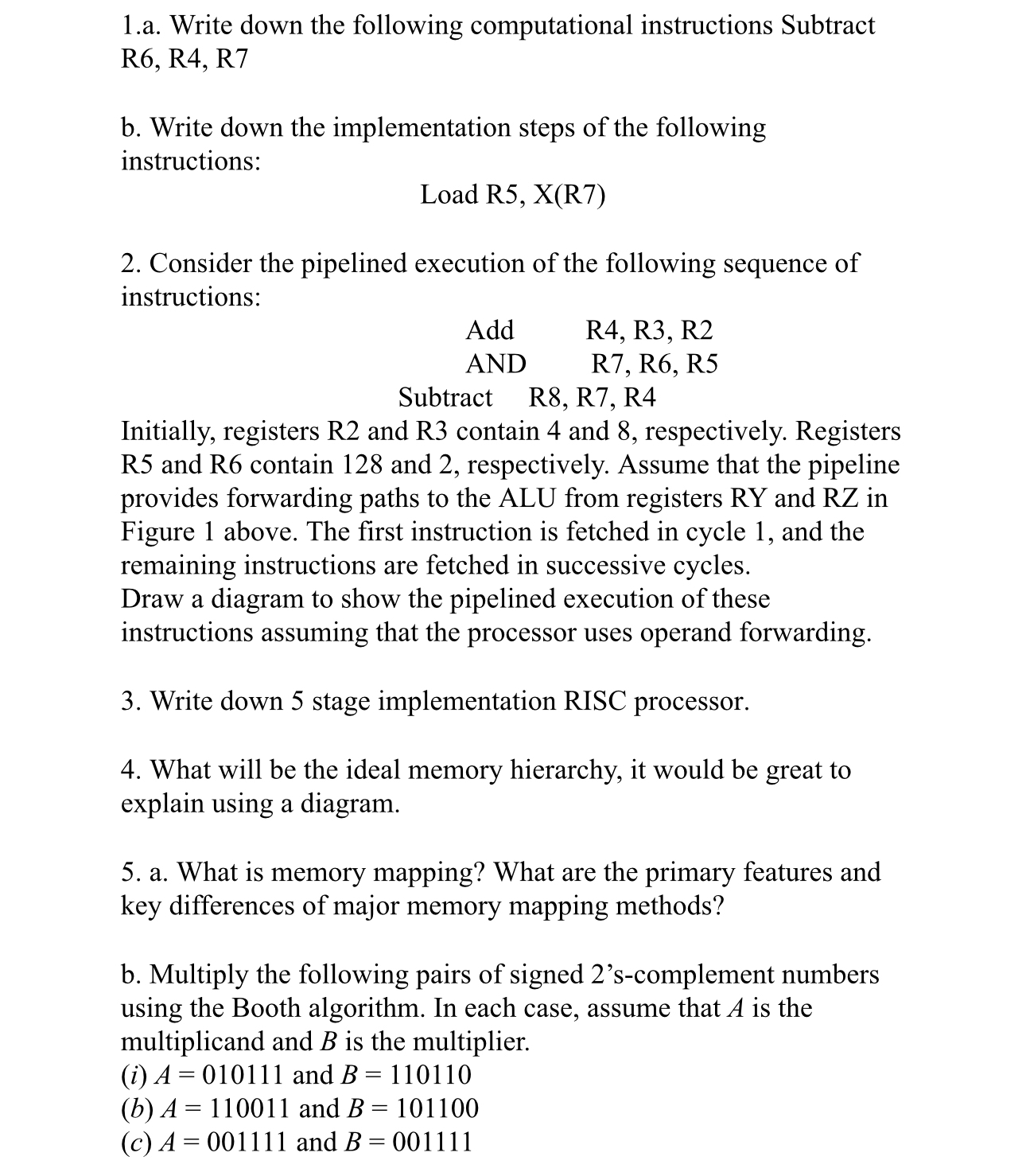1 . a . Write down the following computational