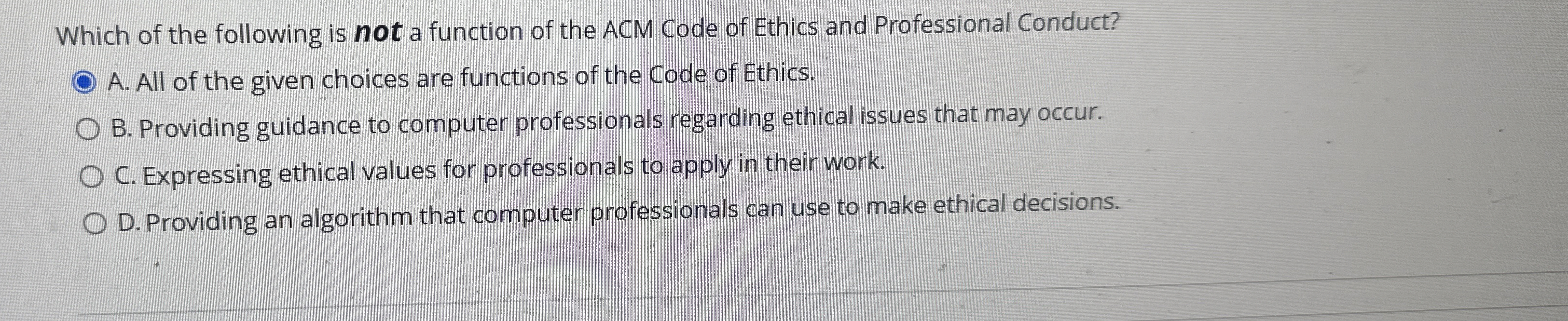 Which of the following is not a function of the