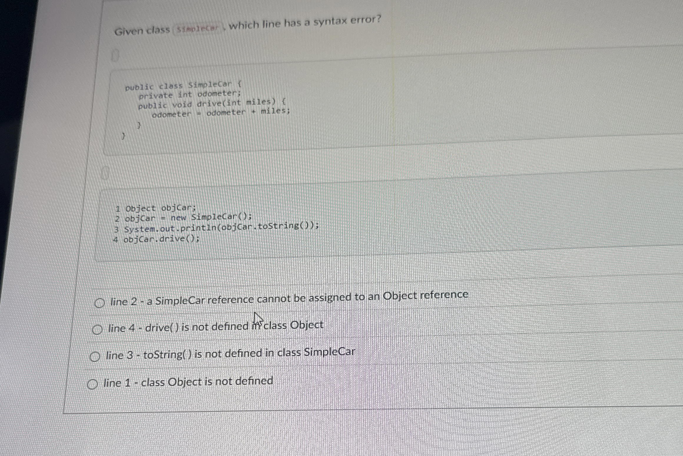 Given class ( simplecer , which line has a syntax