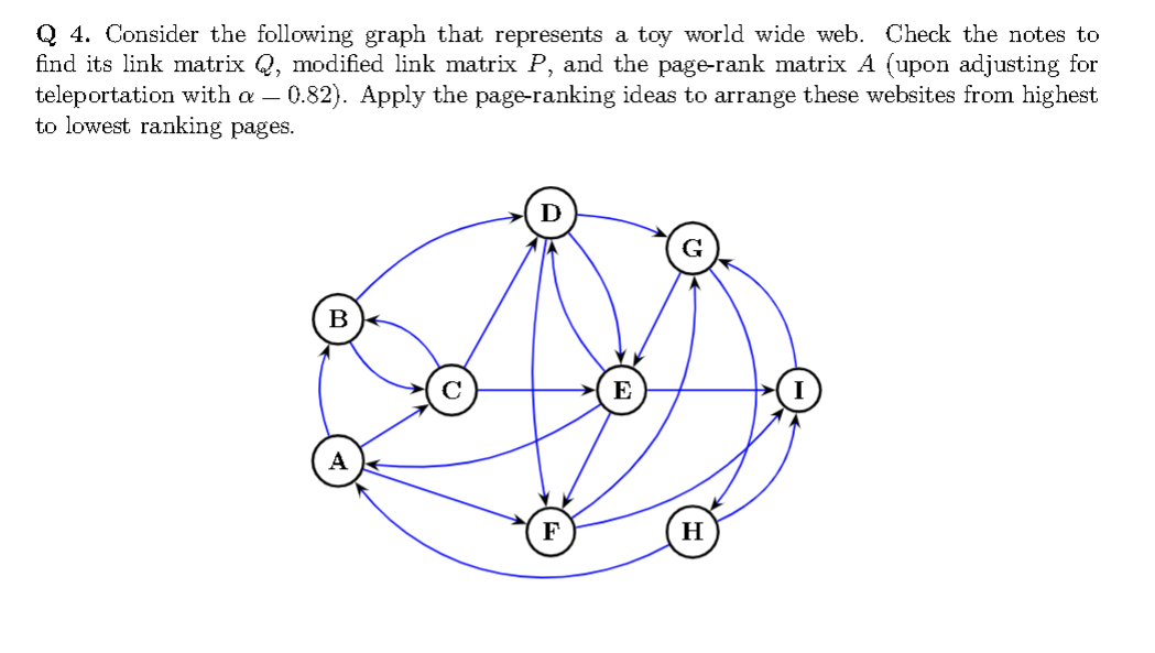 Q 4 . Consider the following graph that