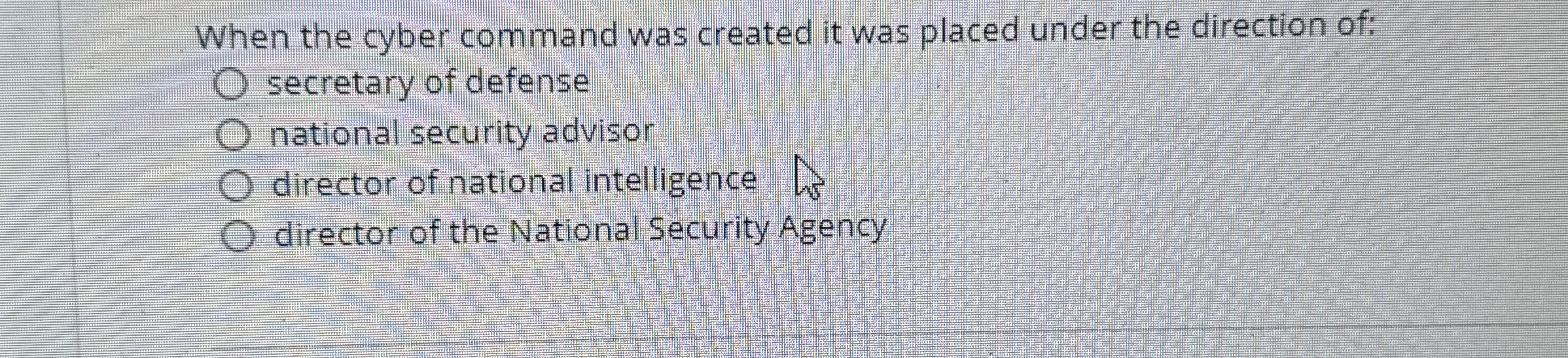 When the cyber command was created it was placed