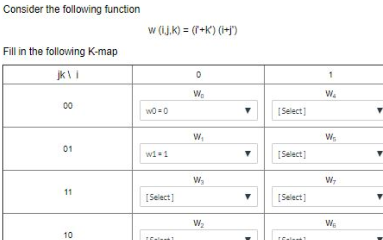Consider the following function w ( i , j , k ) =