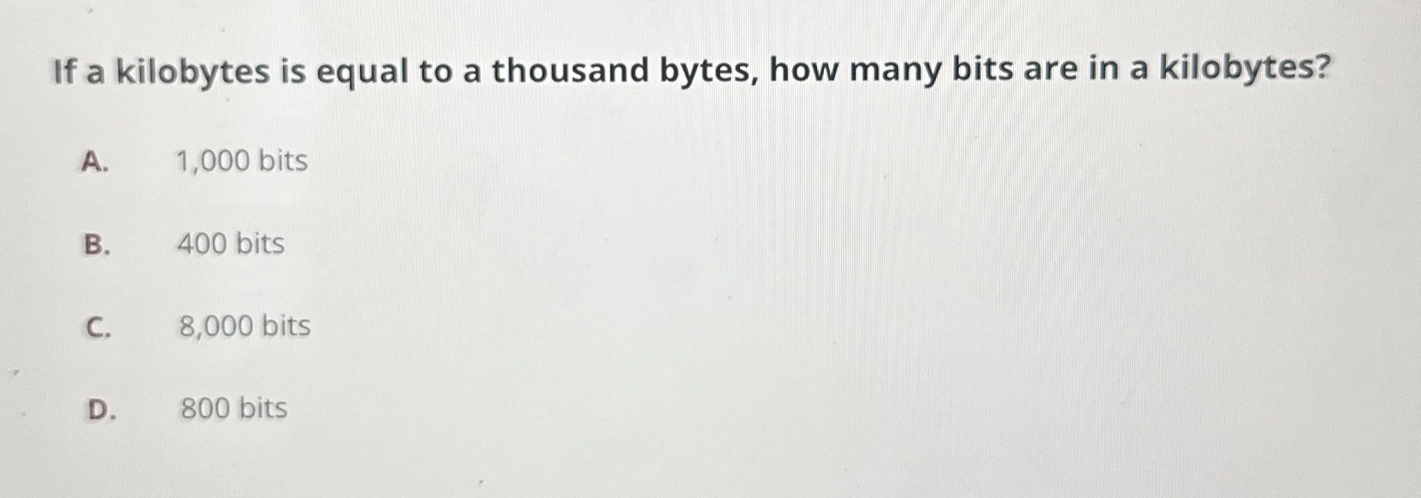 If a kilobytes is equal to a thousand bytes, how