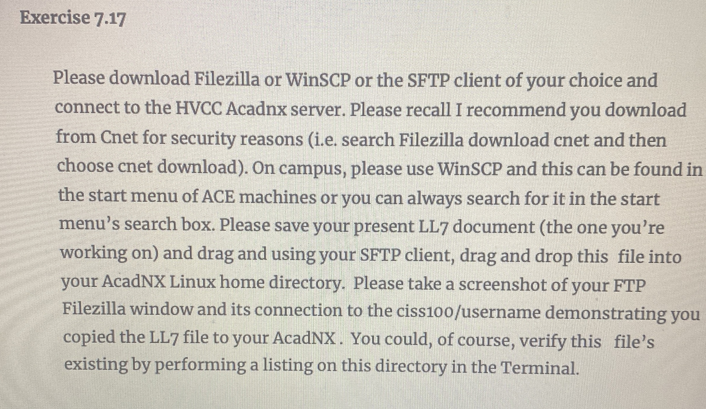 Exercise 7 . 1 7 Please download Filezilla or