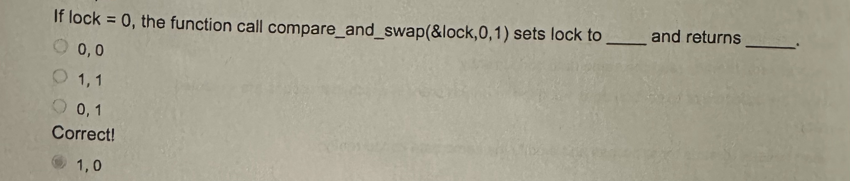 If lock = 0 , the function call compare _ and _