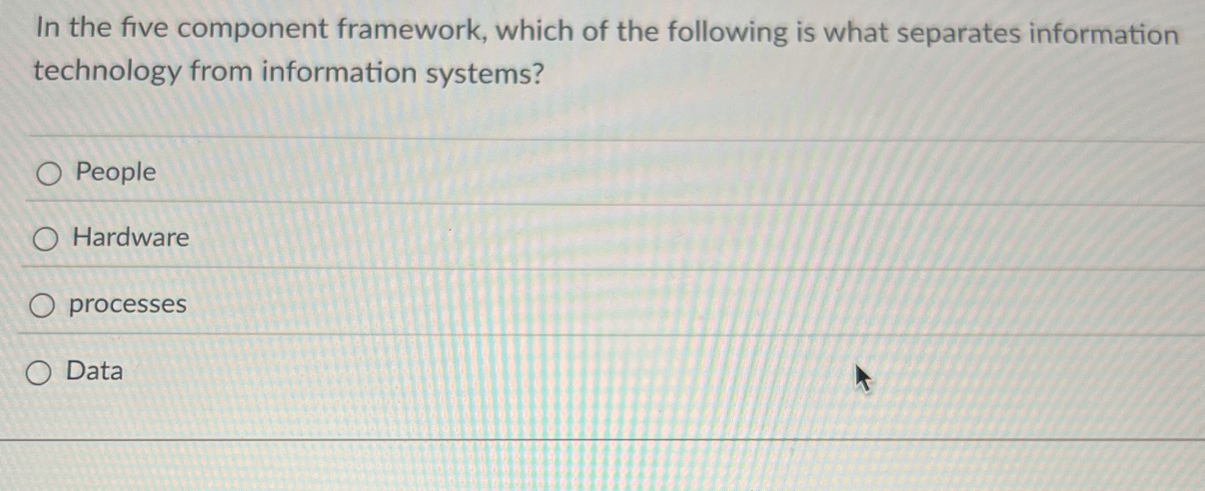 In the five component framework, which of the