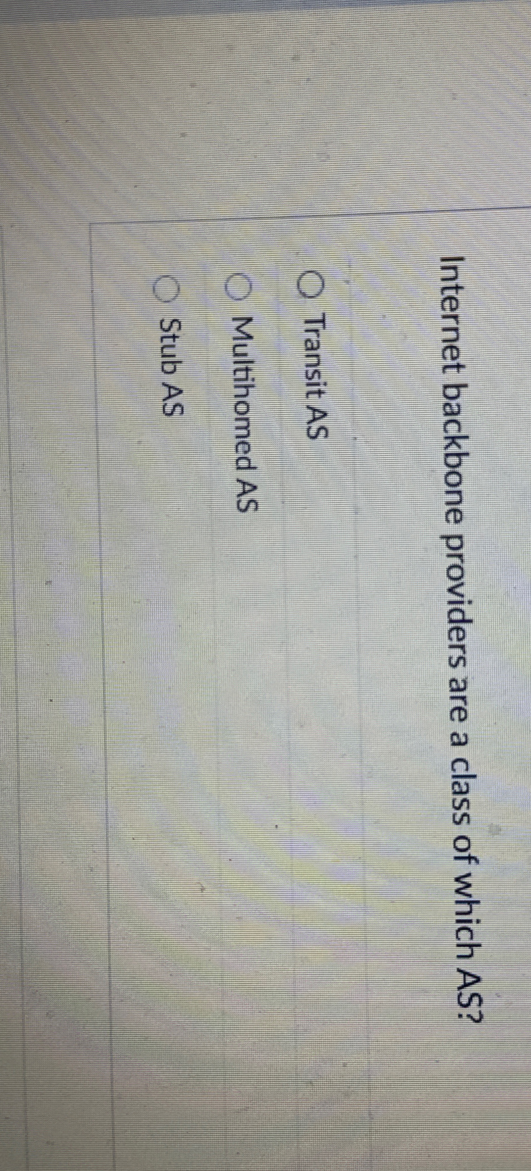 Internet backbone providers are a class of which