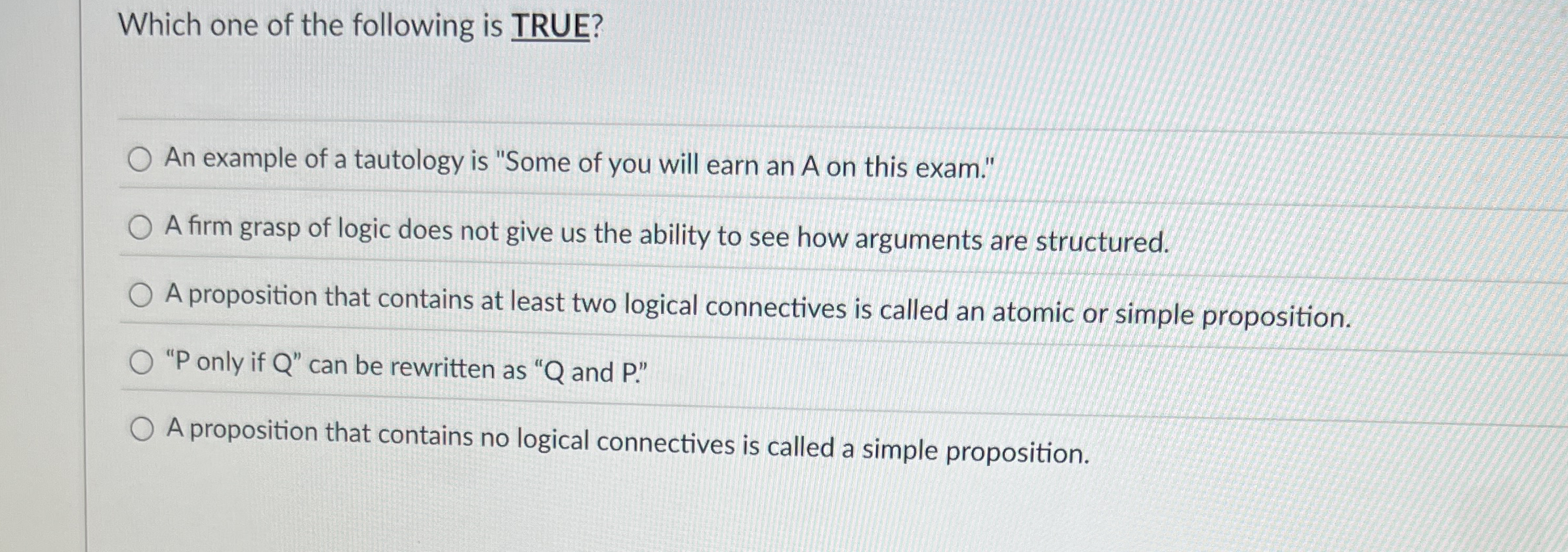 Which one of the following is TRUE? An example of