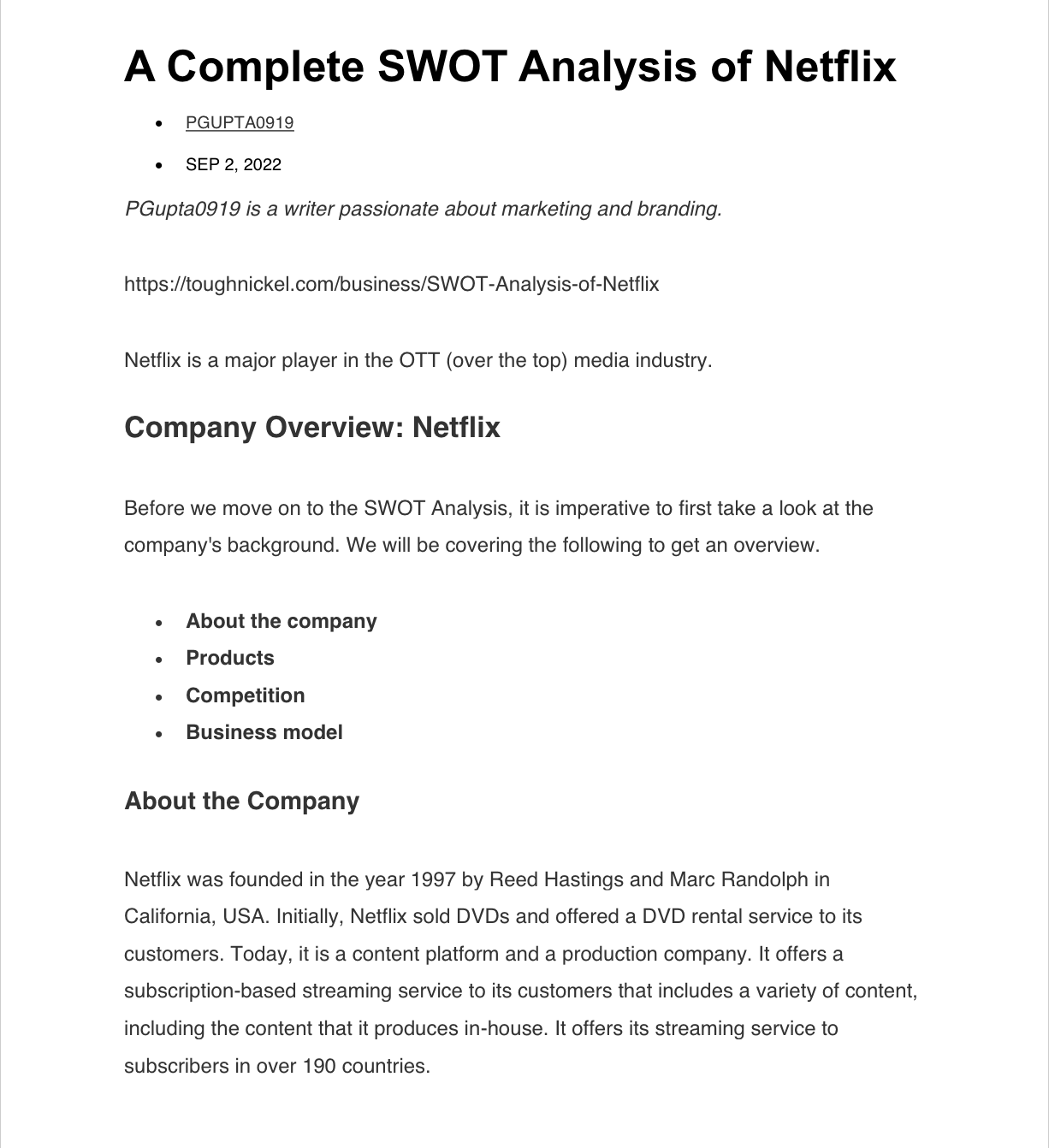 For this assessment you will read the SWOT