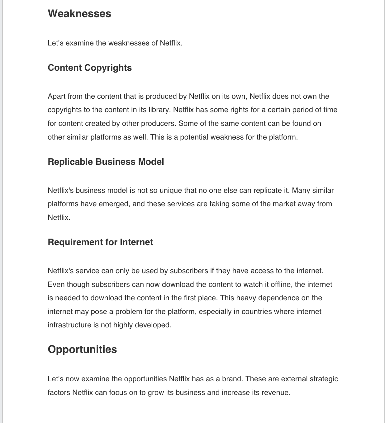 For this assessment you will read the SWOT