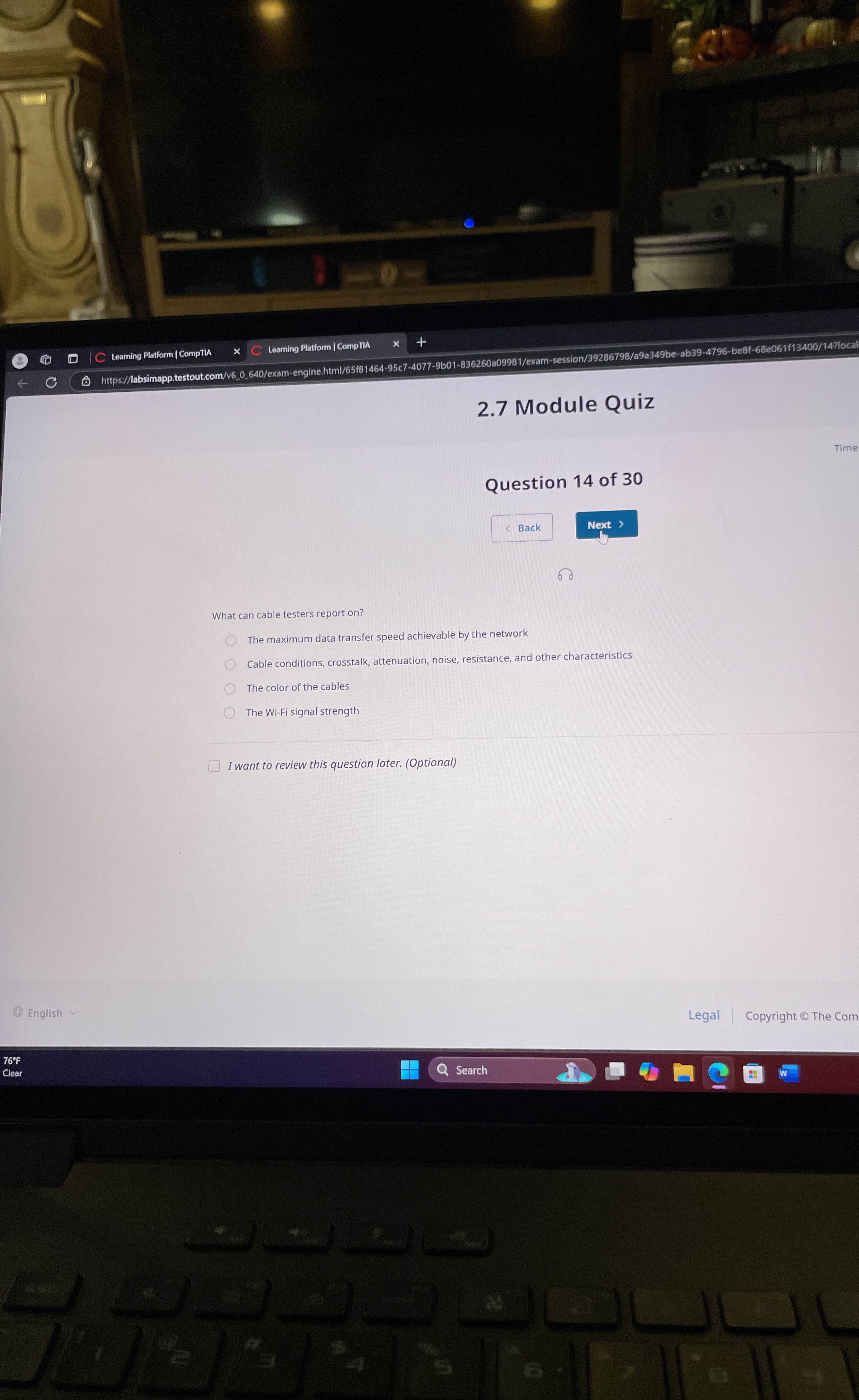 What can cable testers report on ? The maximum