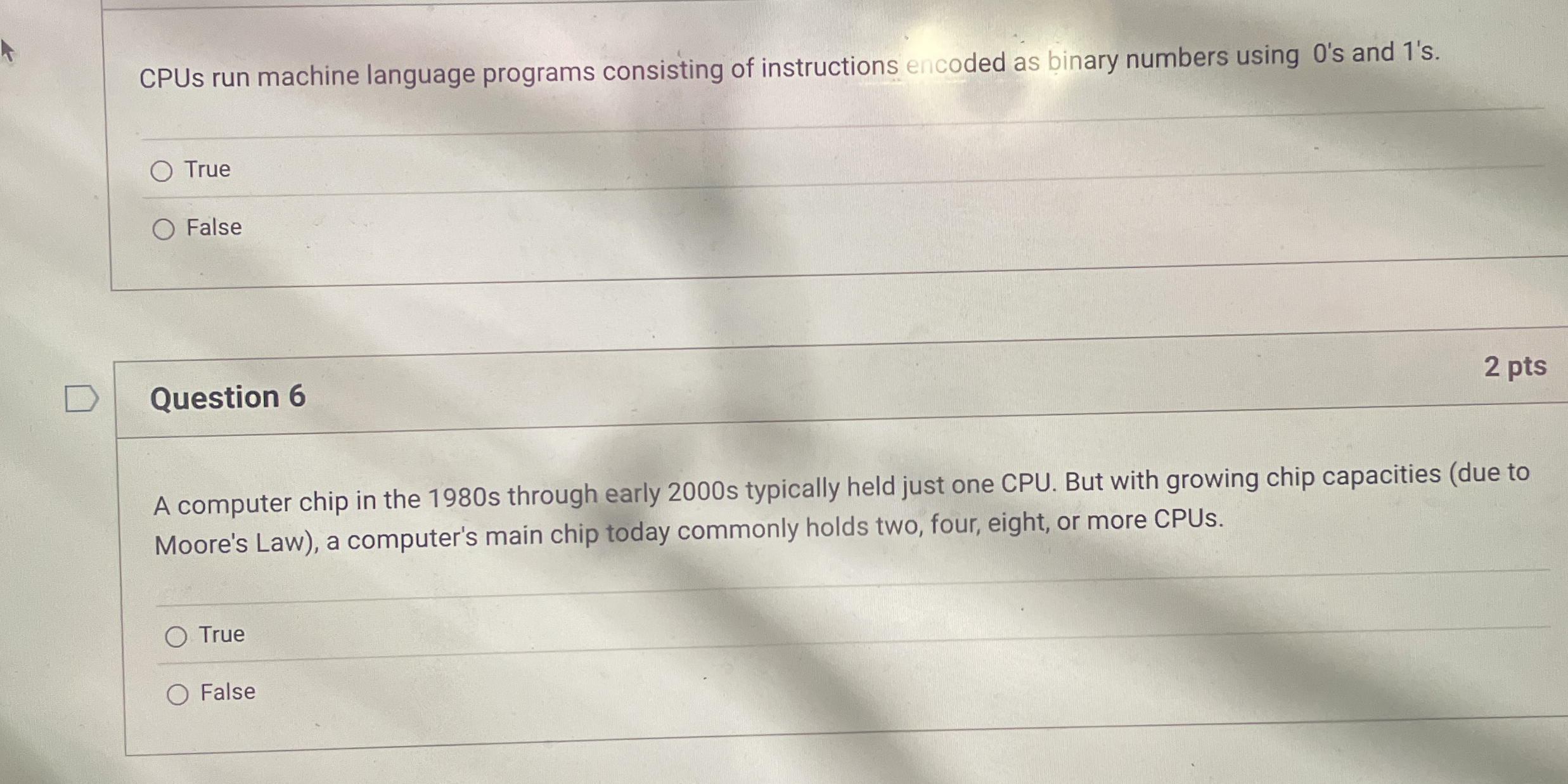 CPUs run machine language programs consisting of