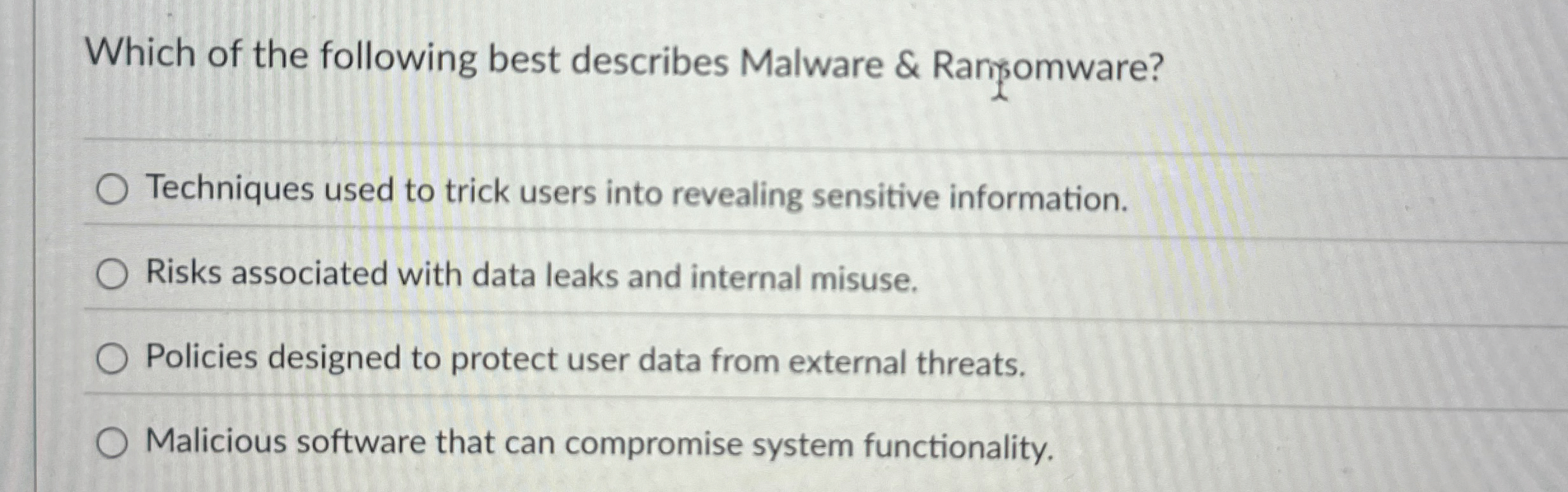 Which of the following best describes Malware &
