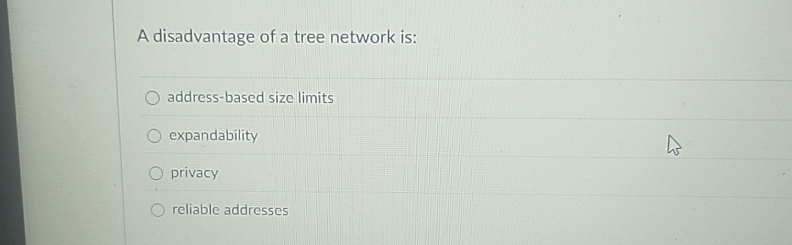 A disadvantage of a tree network is: address -