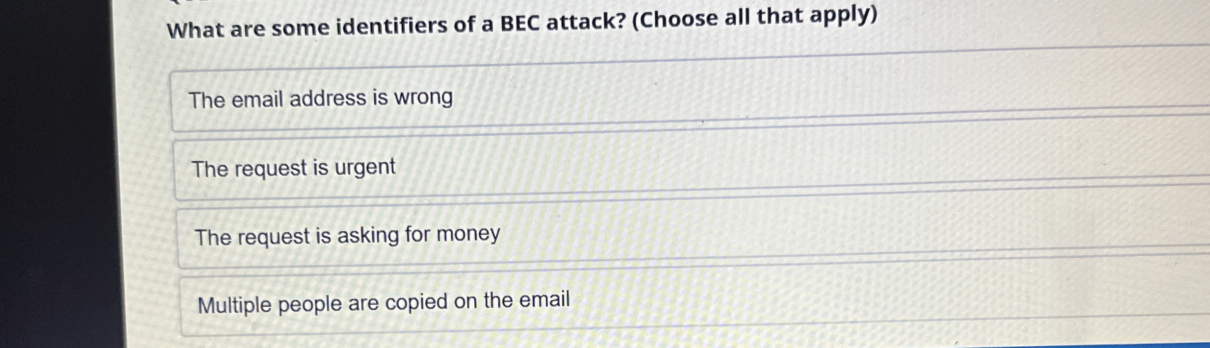What are some identifiers of a BEC attack? (