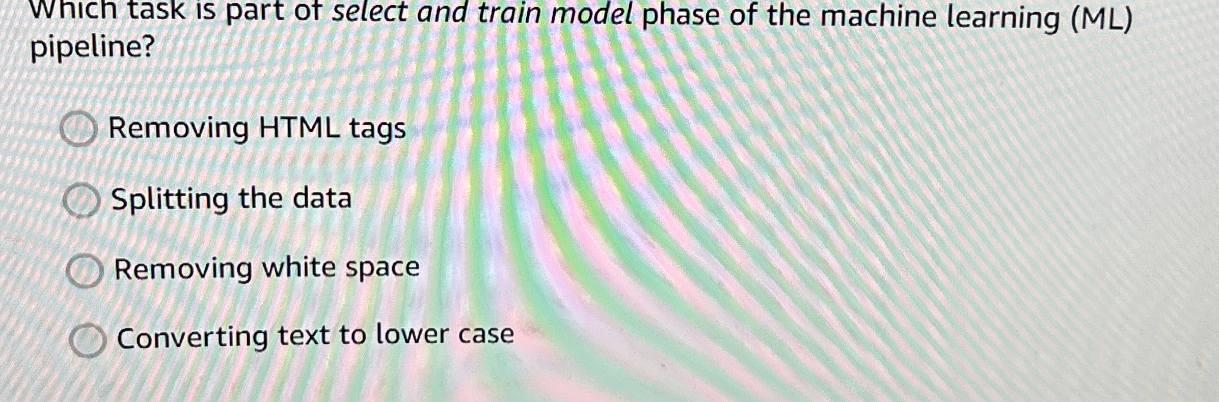 Which task is part of select and train model