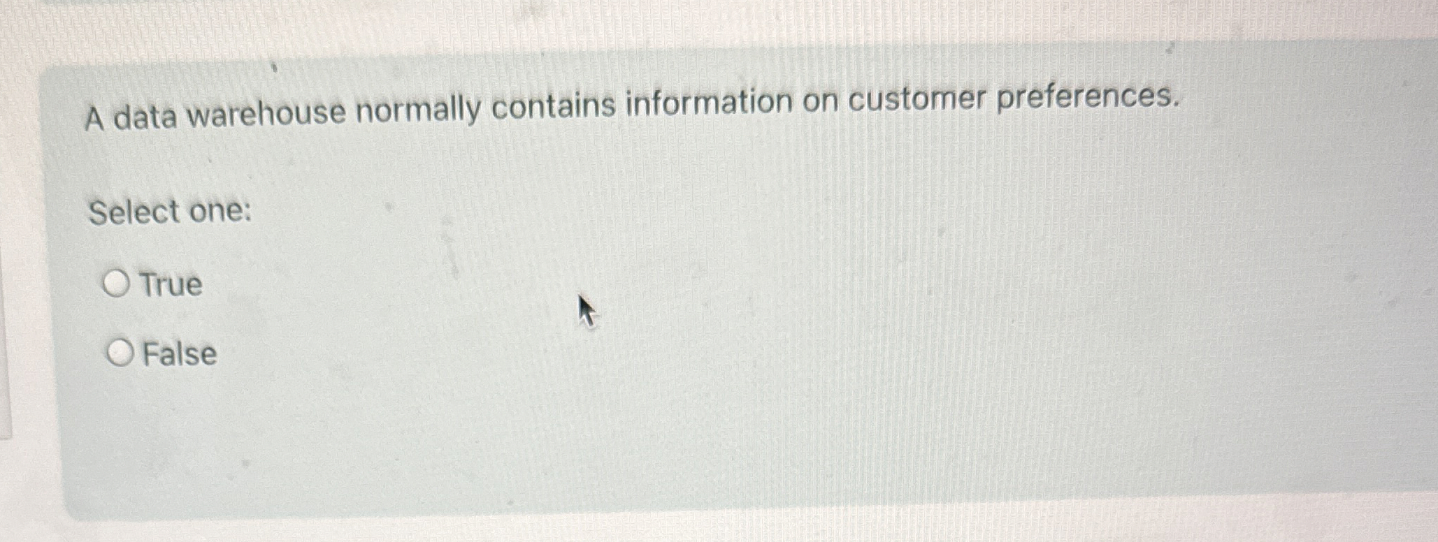 A data warehouse normally contains information on