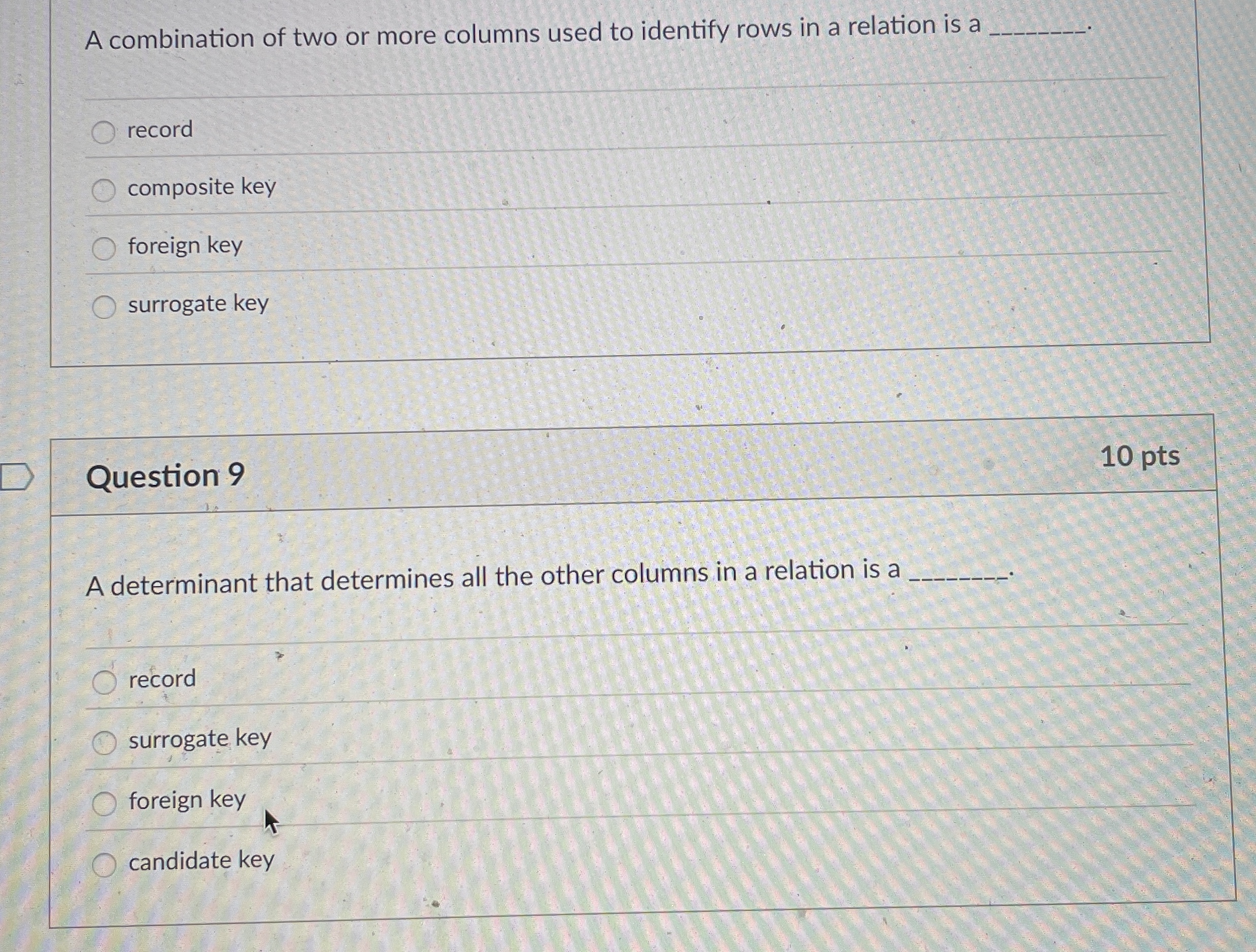 A combination of two or more columns used to