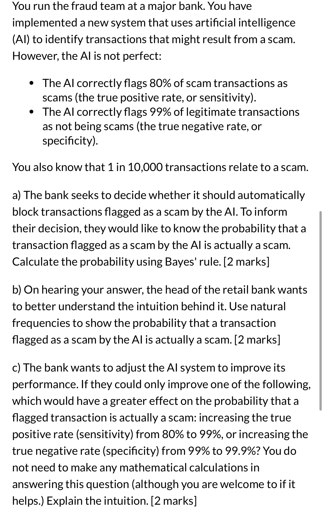 code class = "asciimath" > You run the fraud team