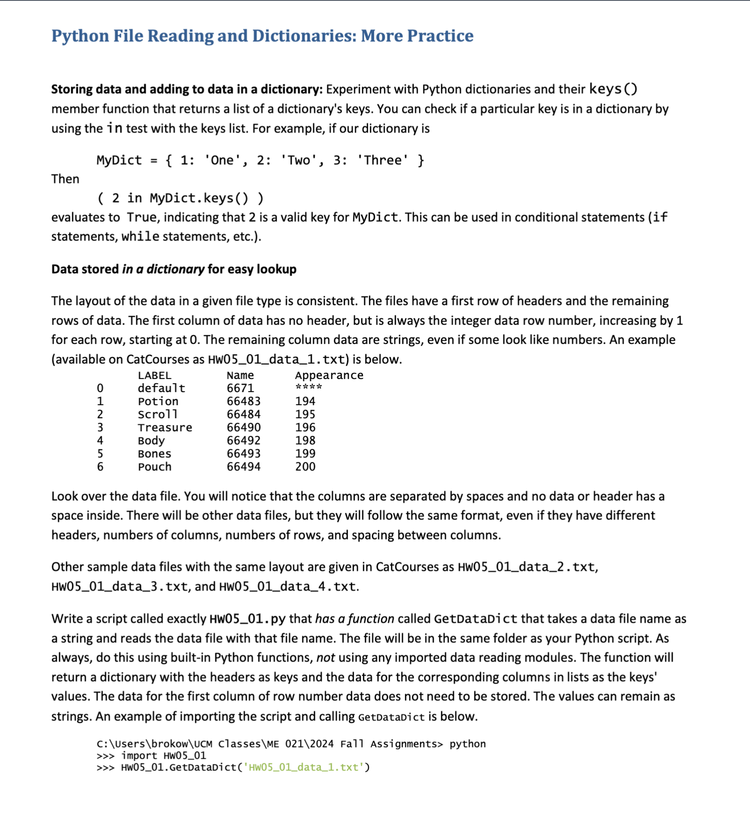 Some examples of importing the script and calling