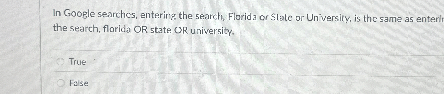 In Google searches, entering the search, Florida