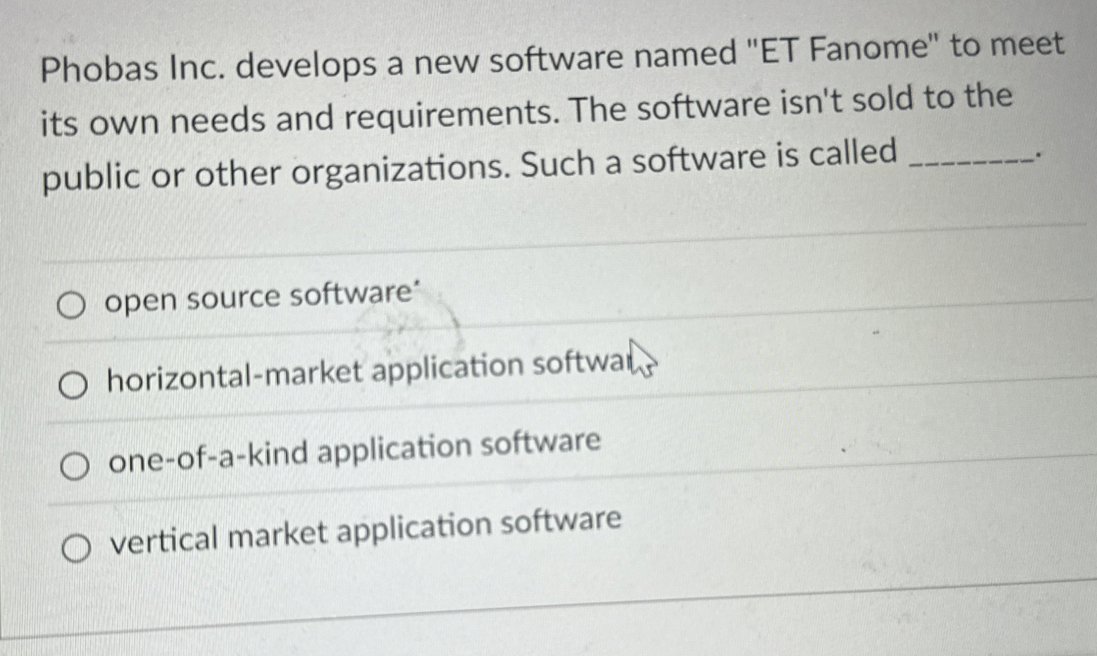 Phobas Inc. develops a new software named " ET